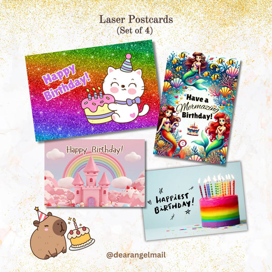 Happy Birthday Laser Postcards -Set B